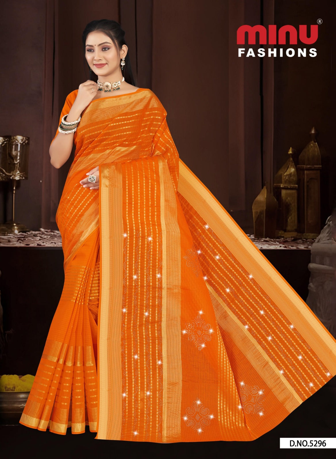 Embroidered Cotton Saree Mannat (Special Rate) - 8 Pcs Set