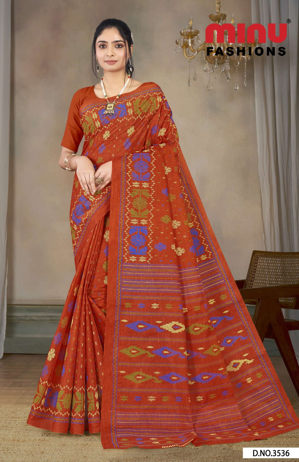 Malai Cotton Saree Mitali - 10 Pcs Set