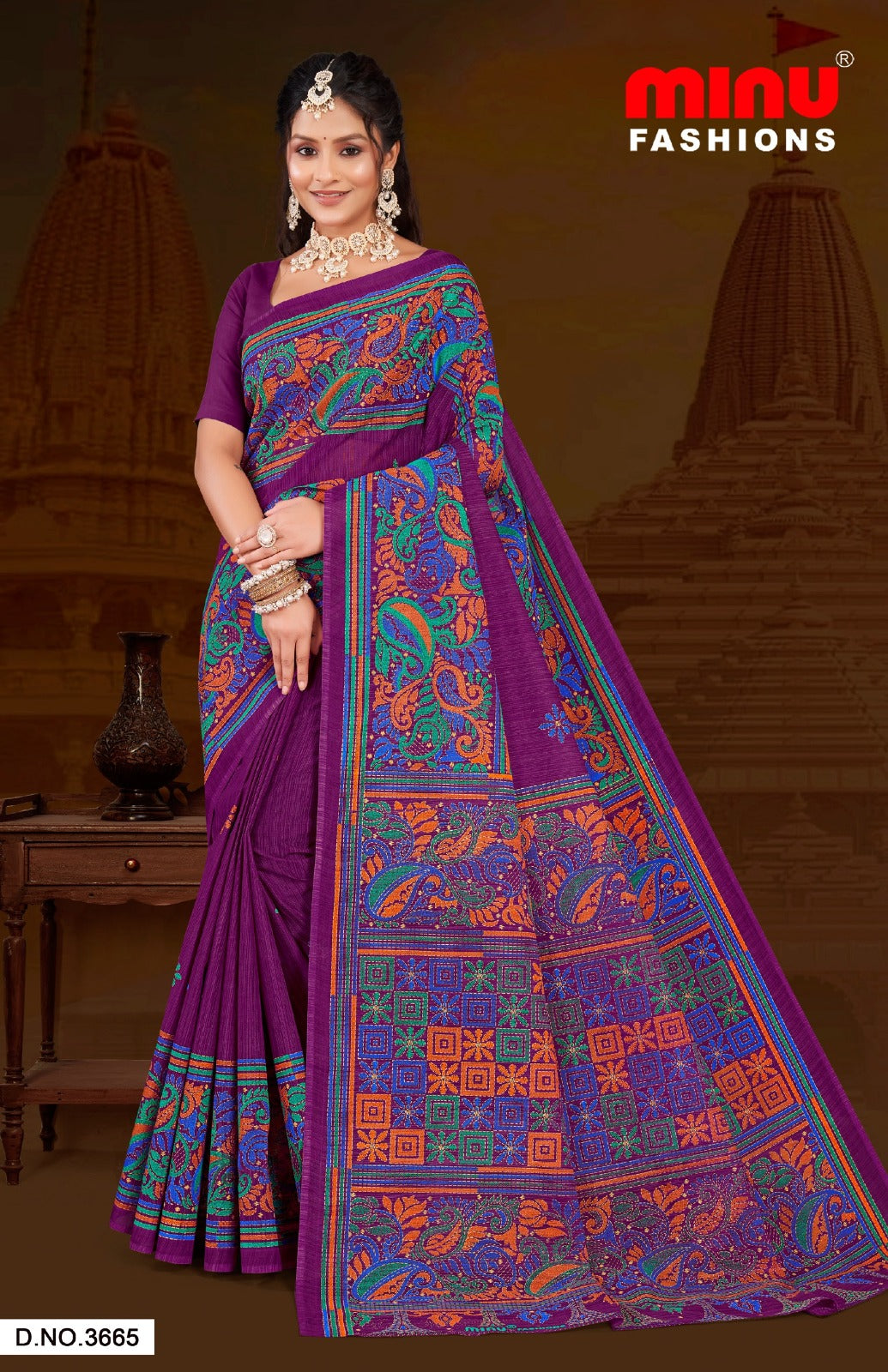 Malai Cotton Saree Orchid (Vol-5) - 8 Pcs Set