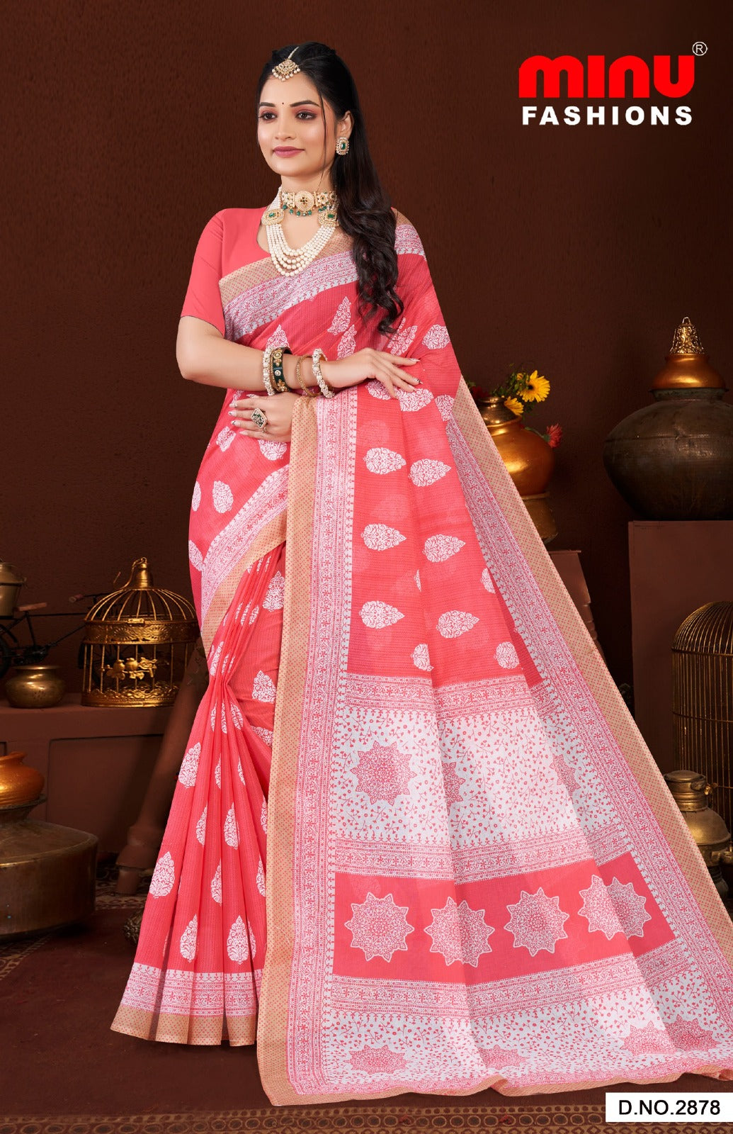 Malai Cotton Saree Priyatama Pestal - 10 Pcs Set