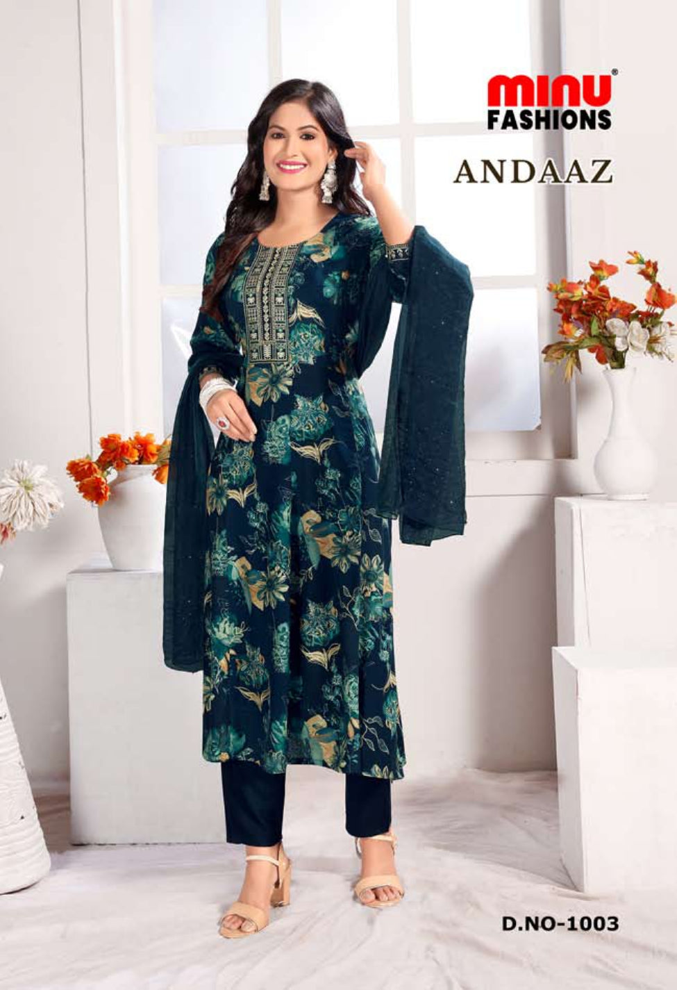Printed Rayon Stitched Salwar Suit Andaaz - 8 Pcs Set