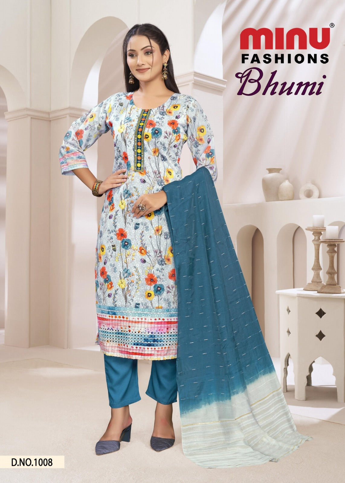 Printed Cotton Stitched Salwar Suit Bhumi (With Inner) - 8 Pcs Set