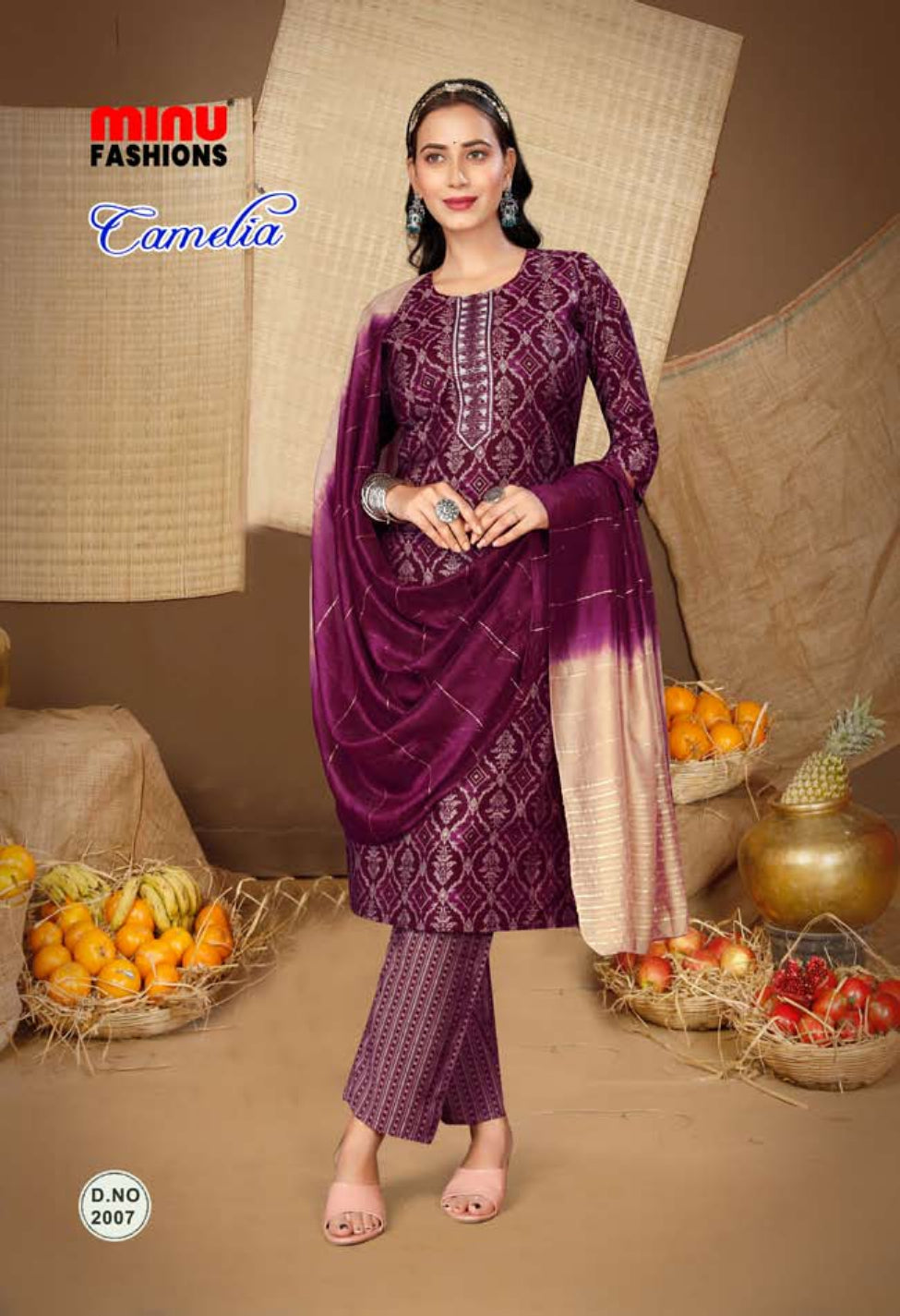 Printed Cotton Stitched Salwar Suit Camelia Vol-2 - 10 Pcs Set