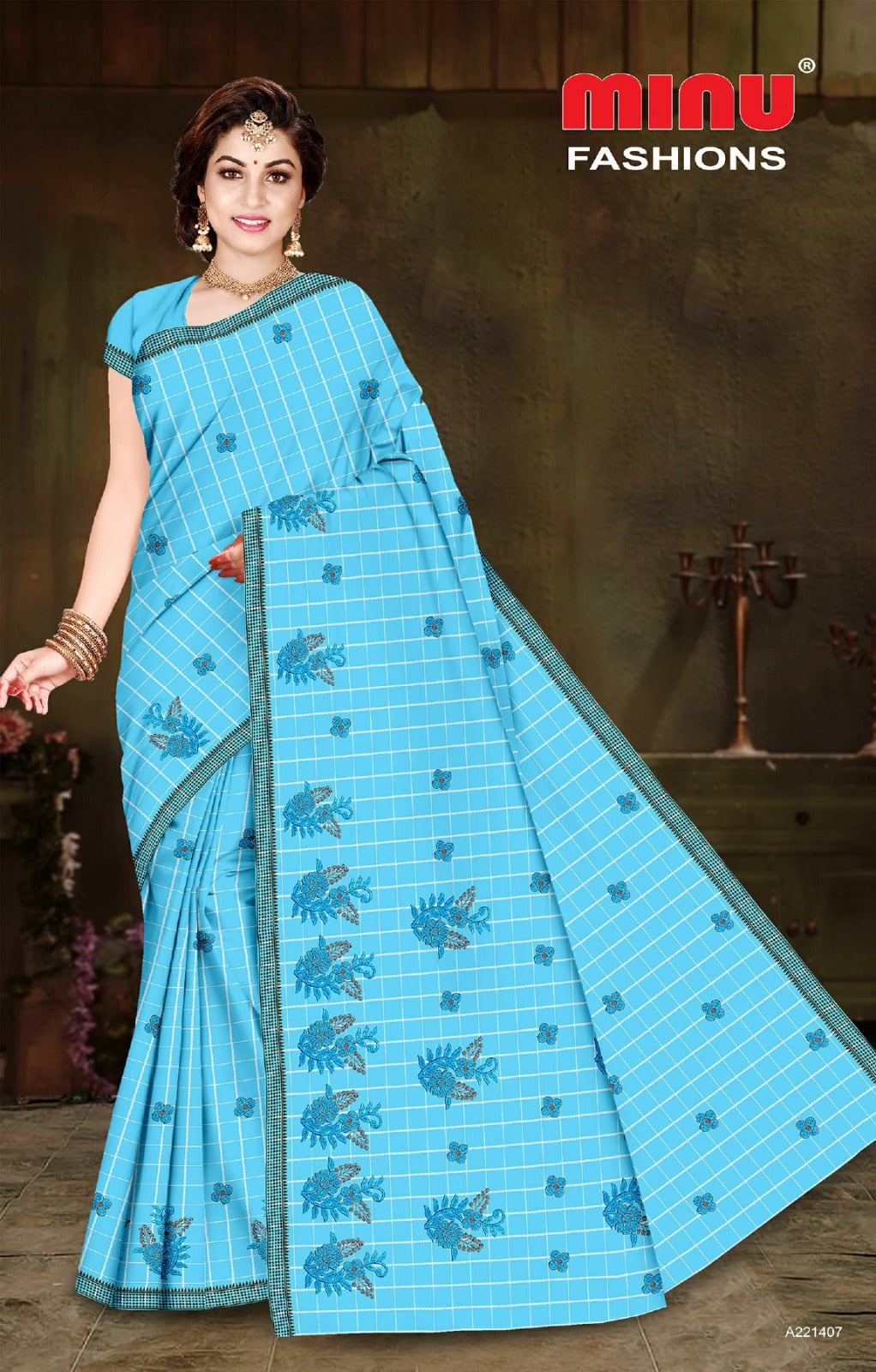 Embroidered Cotton Saree Chatori (Special Rate) - 8 Pcs Set