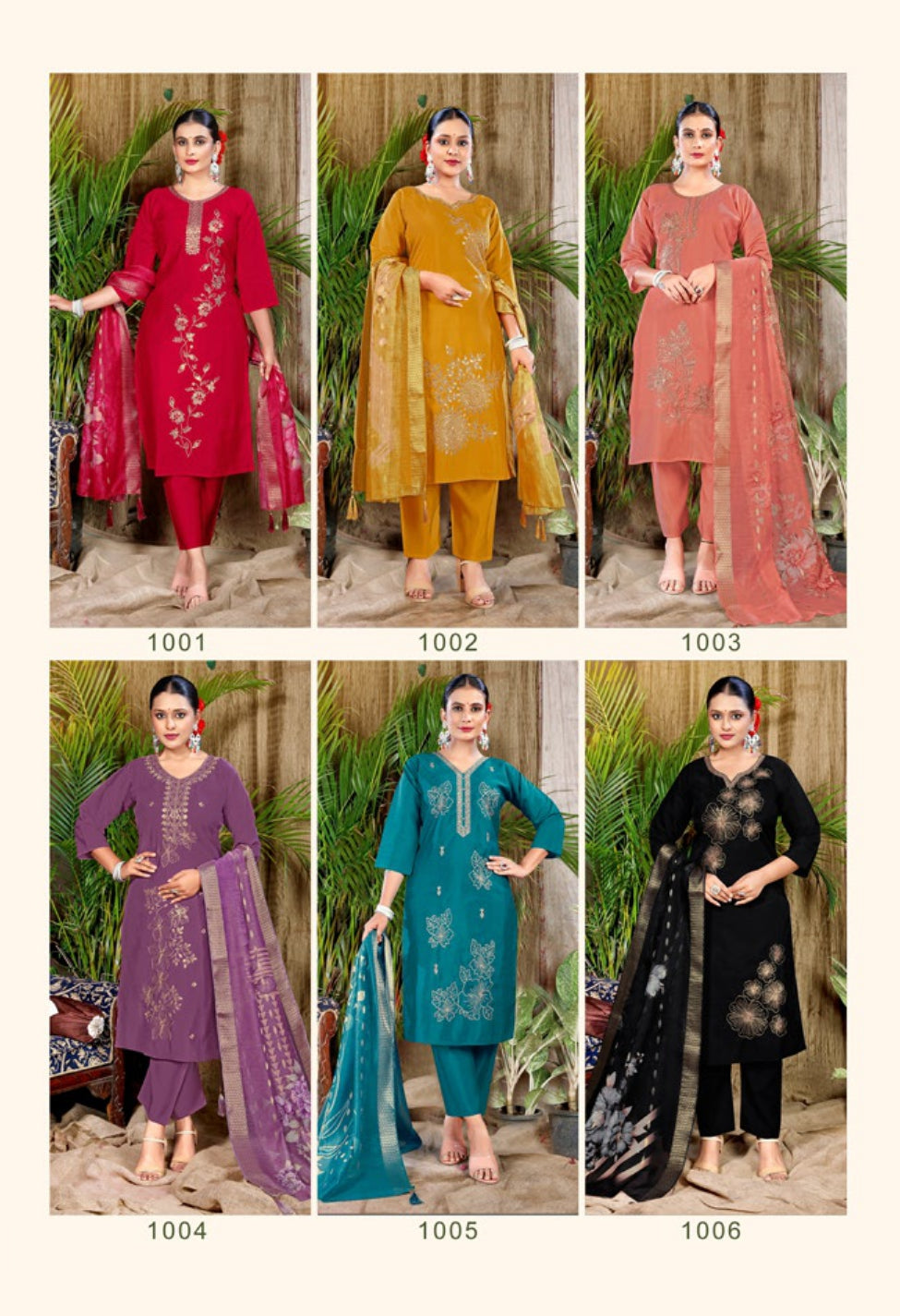Embroidered Silk Stitched Salwar Suit Chitra - 6 Pcs Set