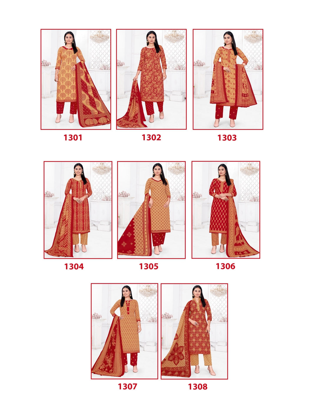 Printed Cotton Unstitched Salwar Suit Lal Pari (Vol-13) (Special Rate) - 10 Pcs Set