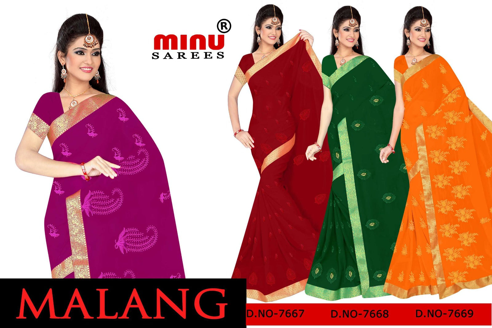 Fancy Saree Malang - 6 Pcs Set