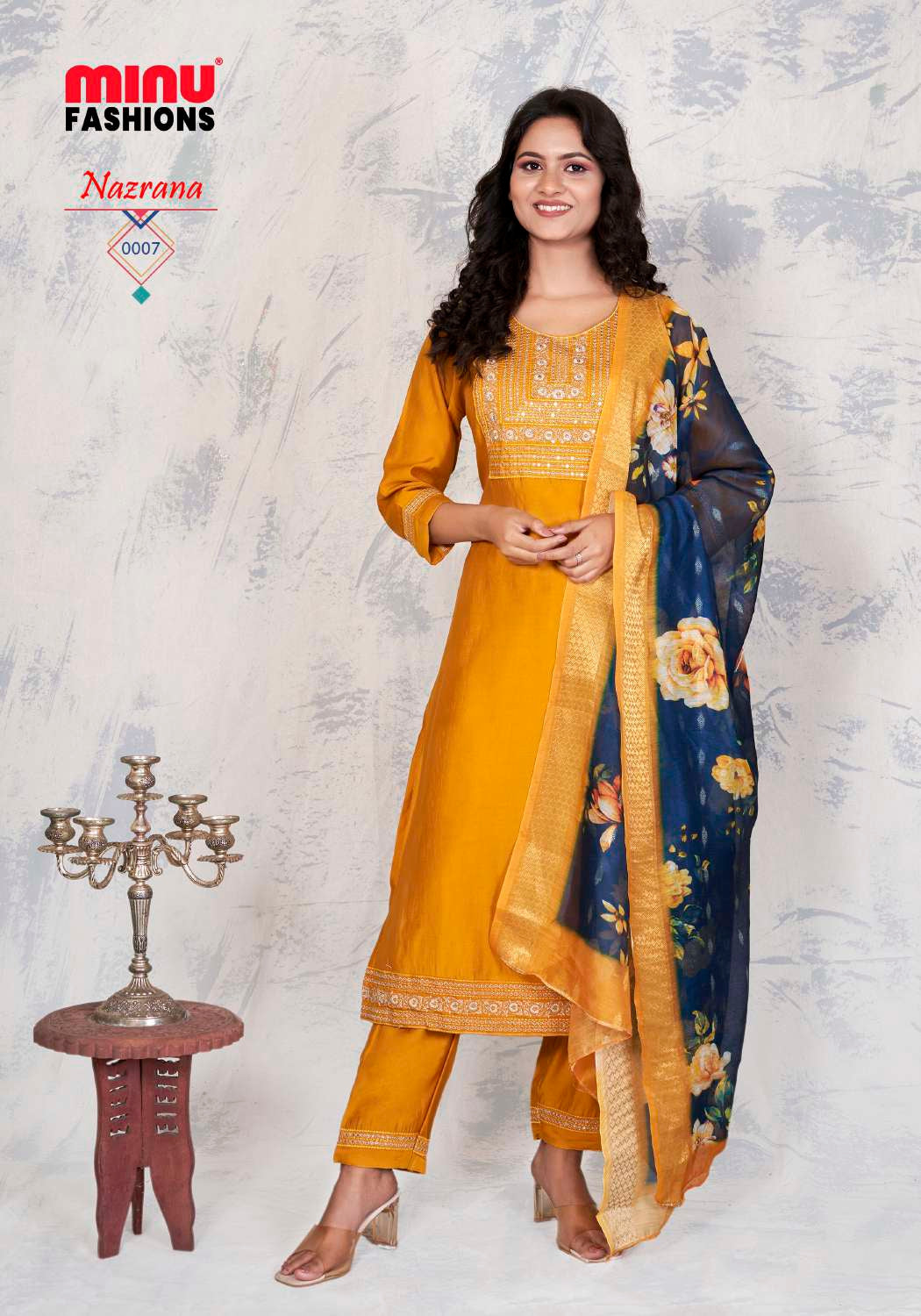 Embroidered Silk Stitched Salwar Suit Nazrana - 8 Pcs Set