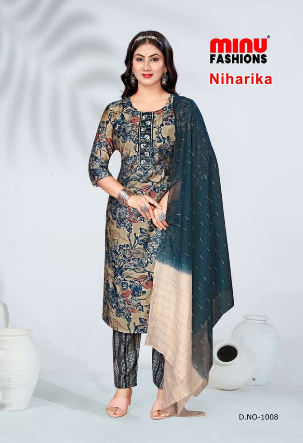 Printed Cotton Stitched Salwar Suit Niharika - 10 Pcs Set