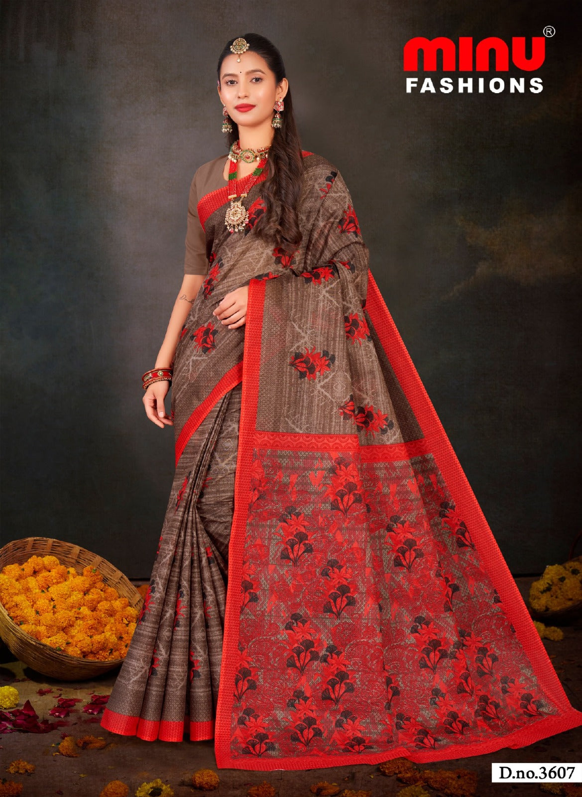 Printed Cotton Saree Nusrat (Vol-2) - 8 Pcs Set