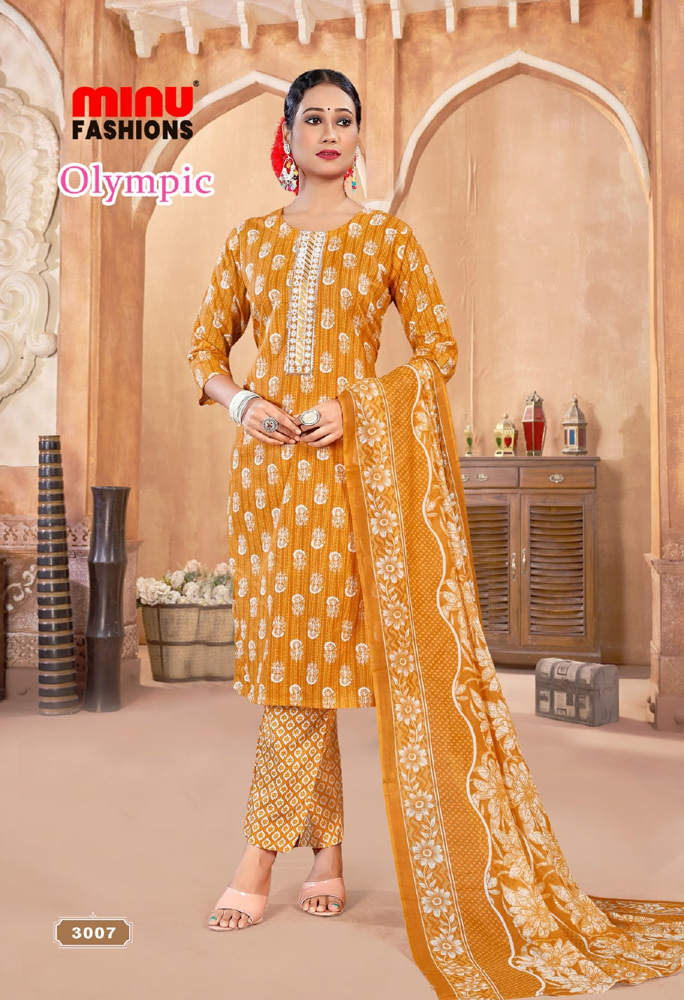 Printed Cotton Stitched Salwar Suit Olympics (Vol-3) - 10 Pcs Set
