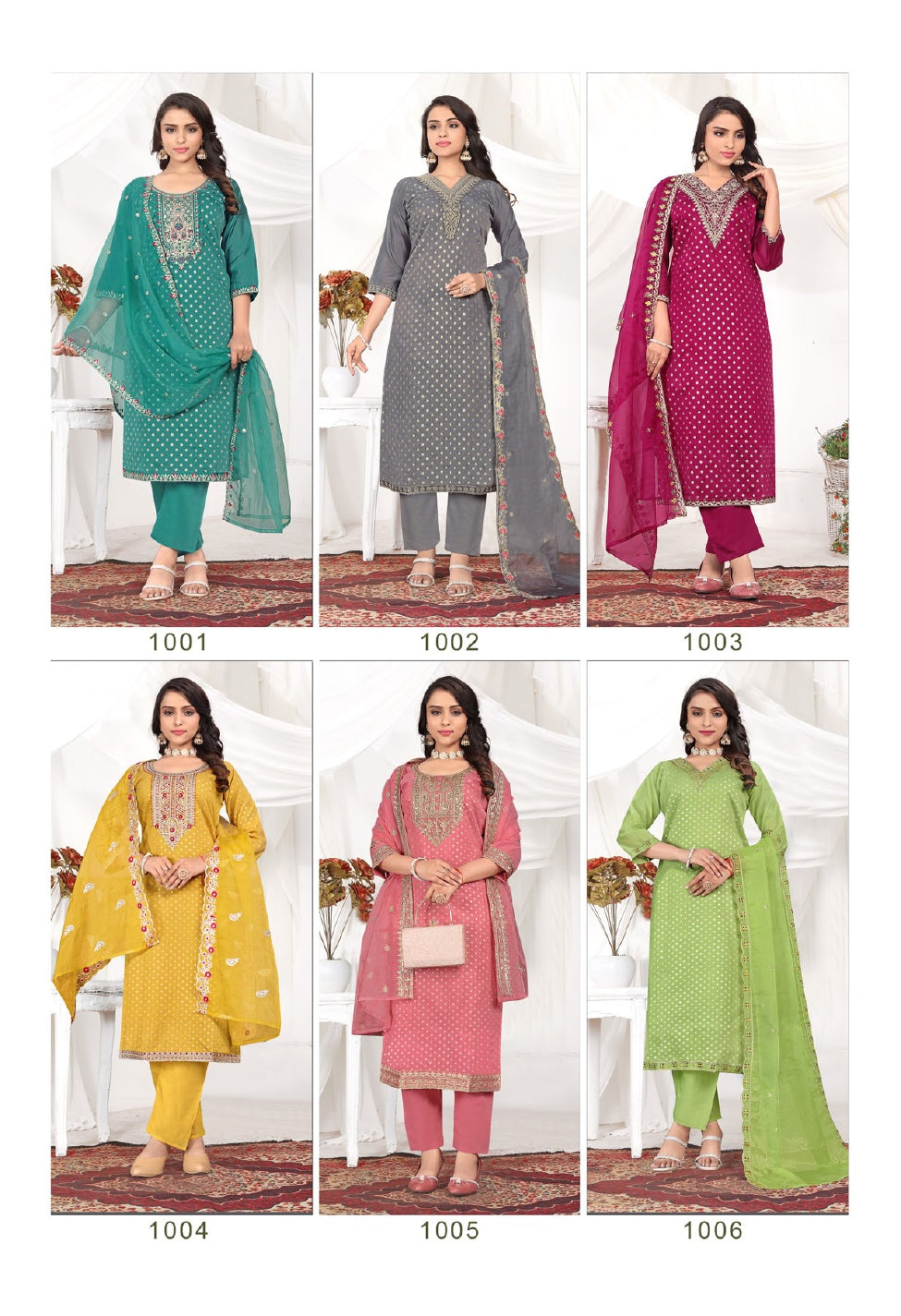 Embroidered Stitched Salwar Suit Pakhi - 6 Pcs Set