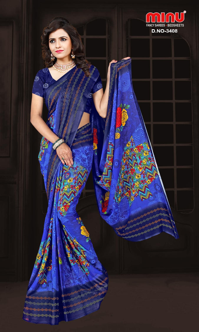 Fancy Saree Rainbow (BP) - 12 Pcs Set