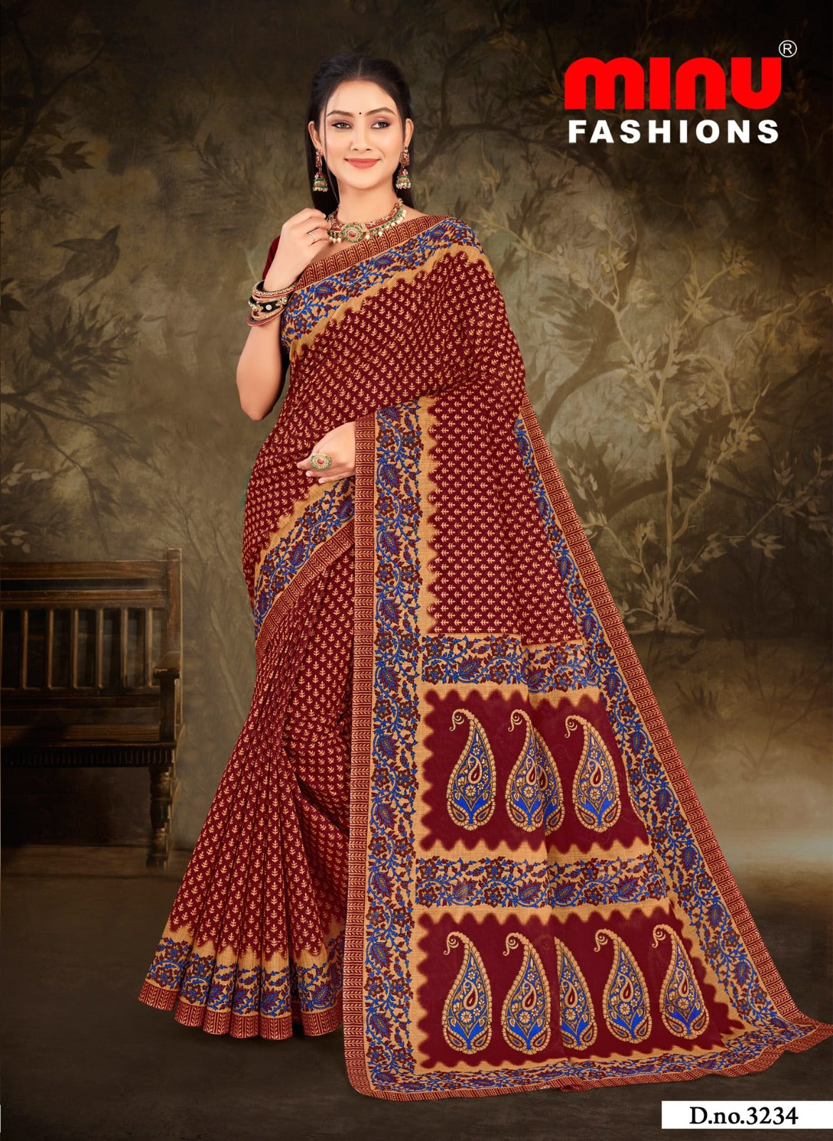 Printed Cotton Saree Kulfi - 10 Pcs Set