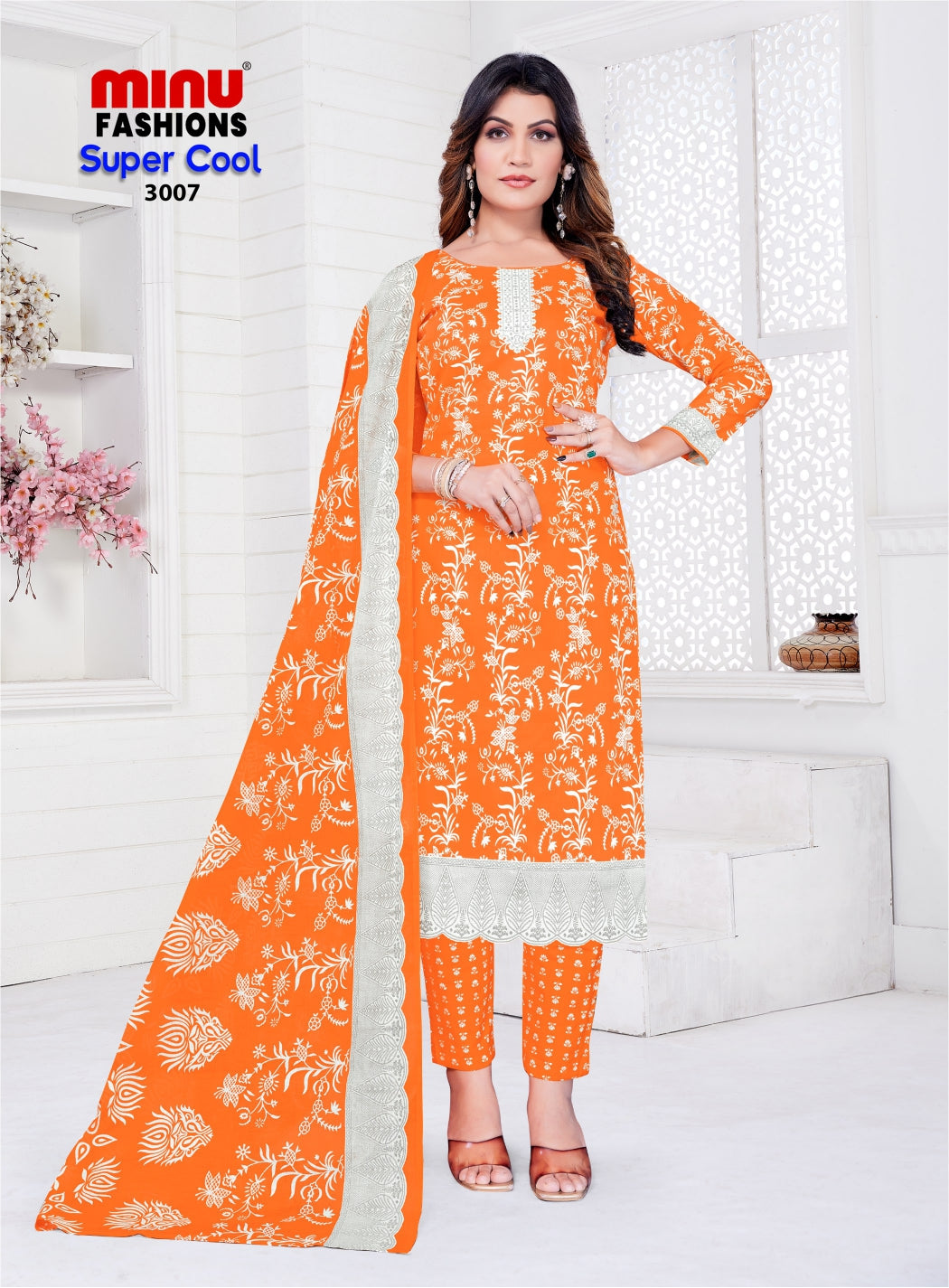 Printed Cotton Stitched Salwar Suit Super Cool - 10 Pcs Set