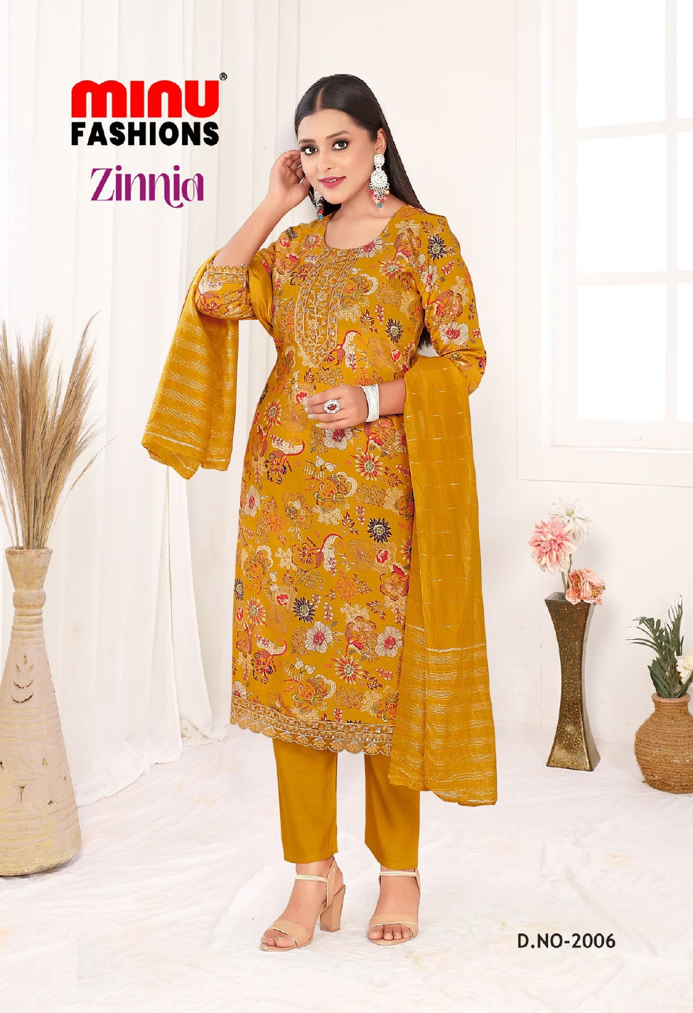 Printed Cotton Stitched Salwar Suit Zinnia (Vol-2) - 8 Pcs Set