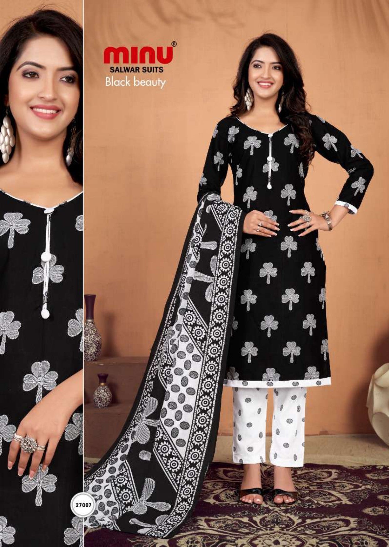 Bold black printed salwar suit for wholesale online