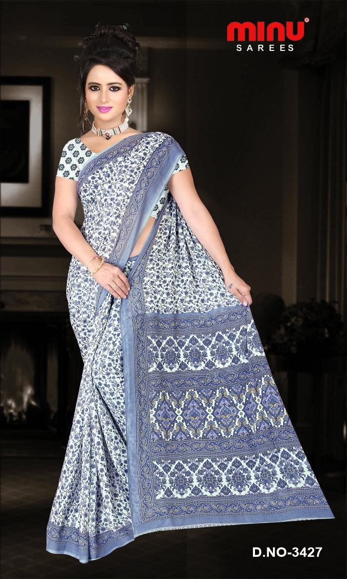 Fancy Saree Aavya Georgette (BP) - 8 Pcs Set