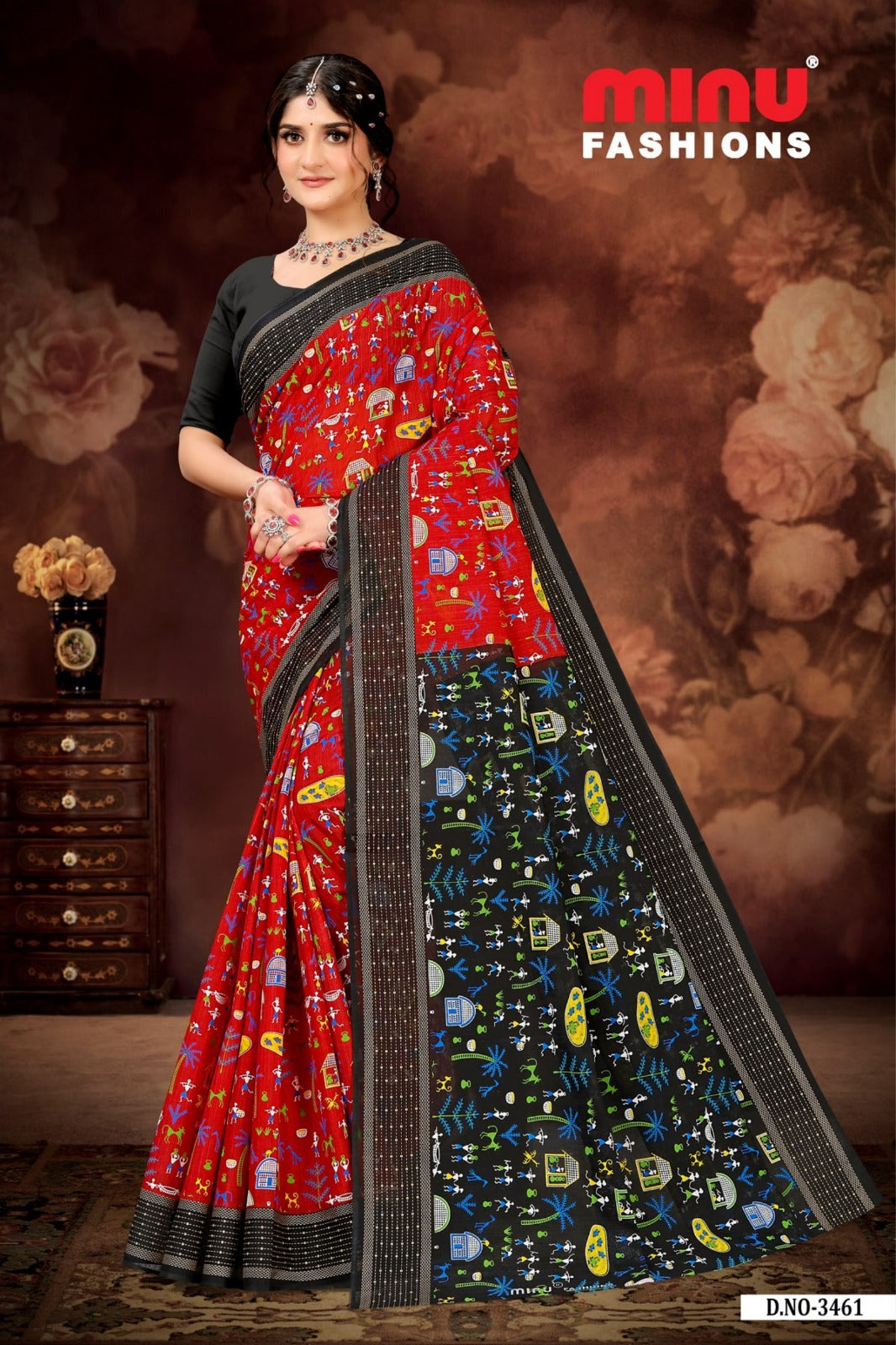 Malai Cotton Saree Boutique Special Gold - 8 Pcs Set