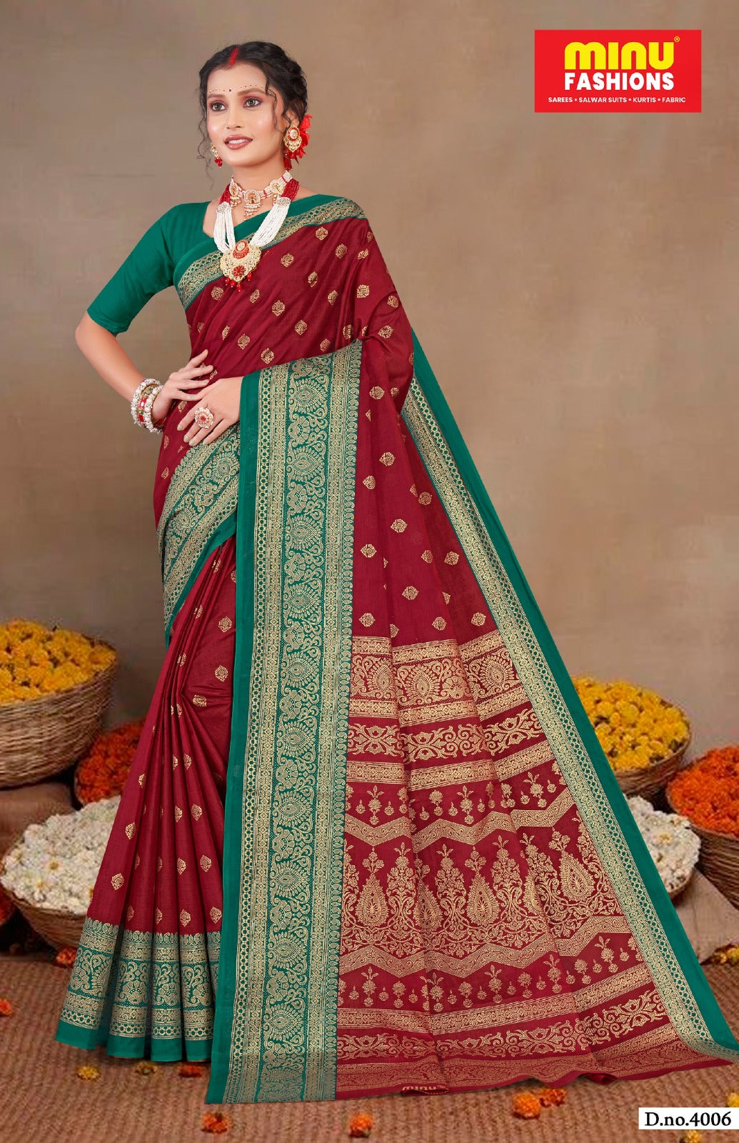 Malai Cotton Saree Gold Star (Vol- 3) - 10 Pcs Set