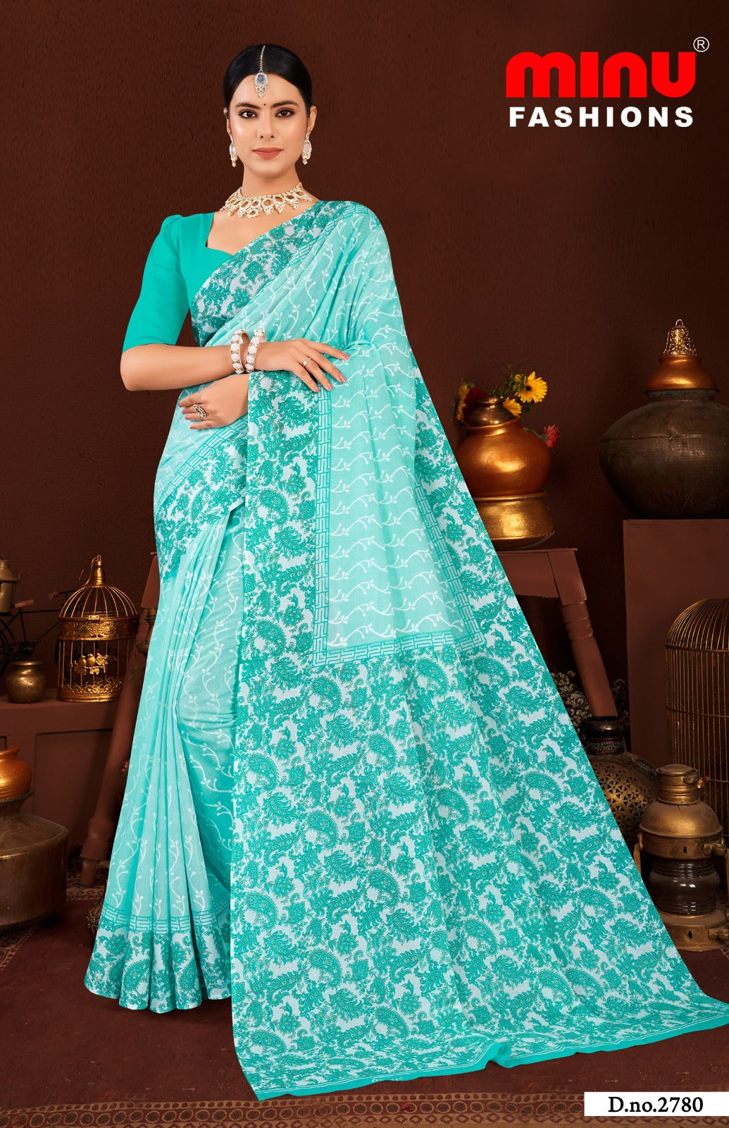 Malai Cotton Saree Good Day Pestal - 8 Pcs Set