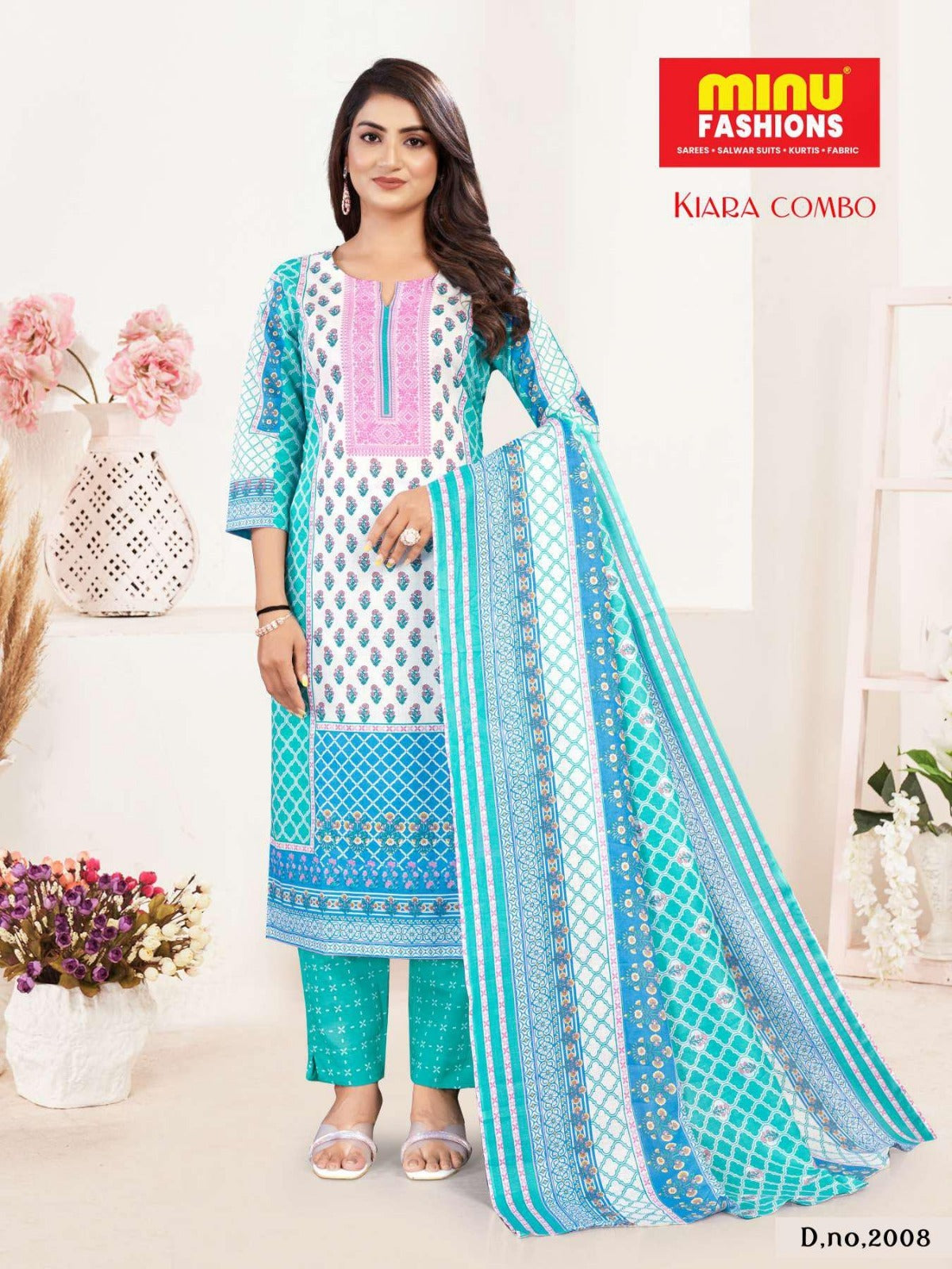3 Piece Cotton Long Kurti Set Kiara Combo (Vol-2) - 8 Pcs Set