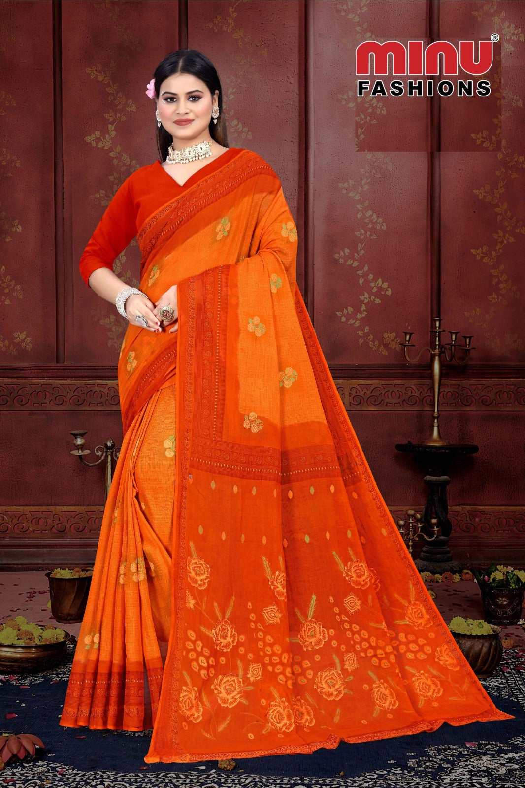 Printed Cotton Saree Miami Deep (Vol-2) - 8 Pcs Set