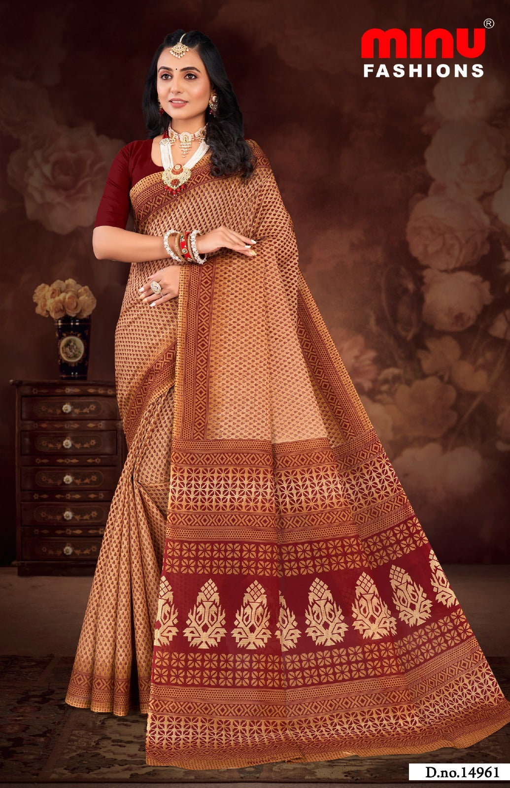 Malai Cotton Saree Priyatama Buti (Vol-5) - 10 Pcs Set