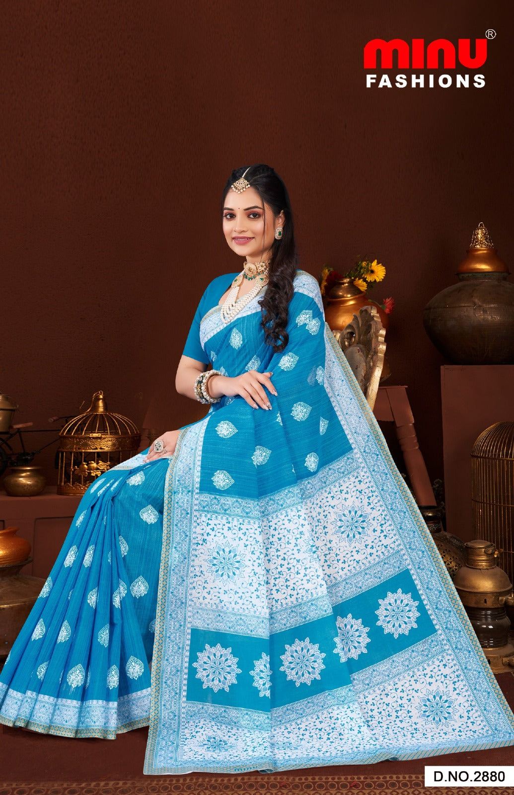 Malai Cotton Saree Priyatama Pestal - 10 Pcs Set