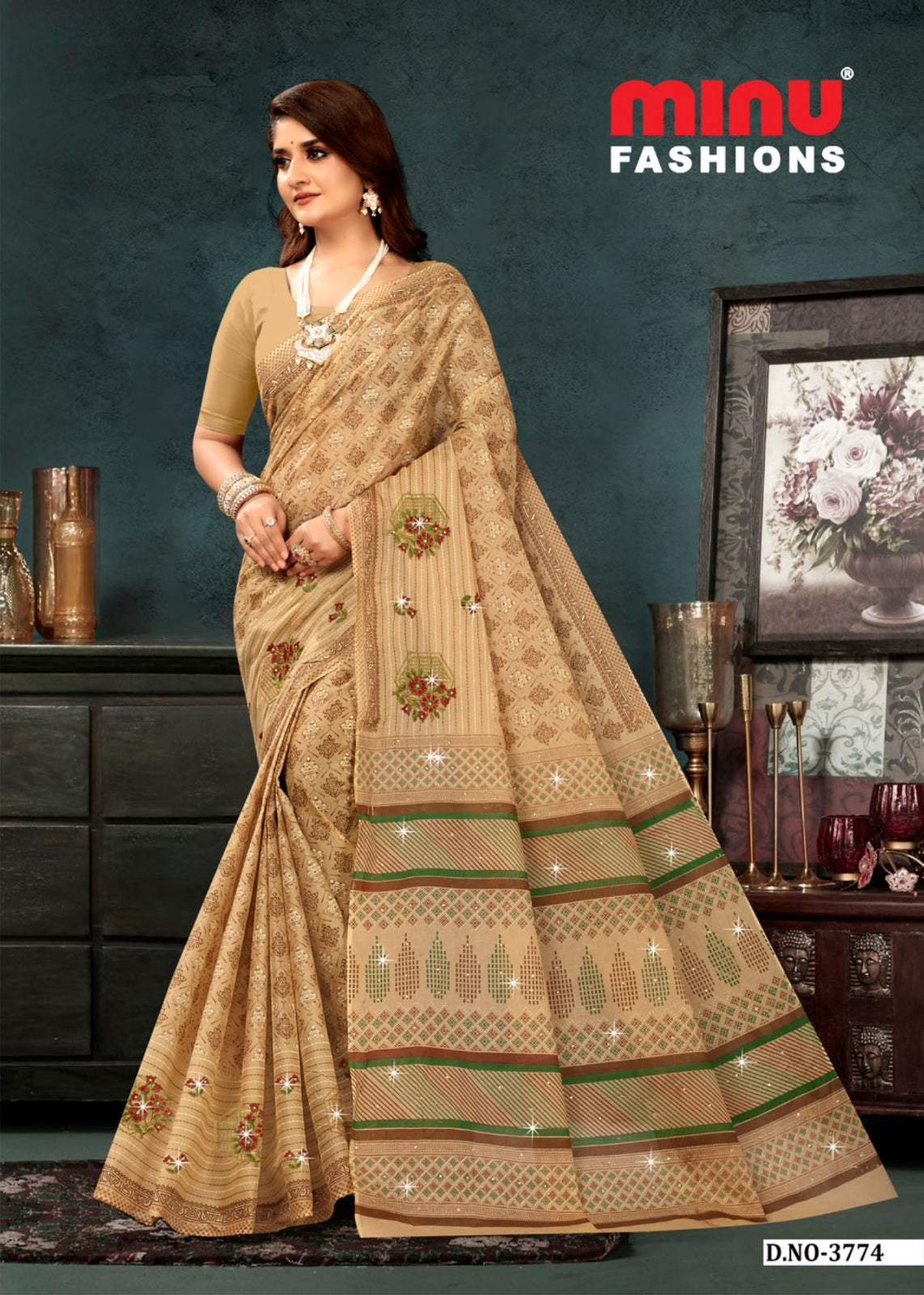 Embroidered Cotton Saree Vedum (Special Rate) - 8 Pcs Set