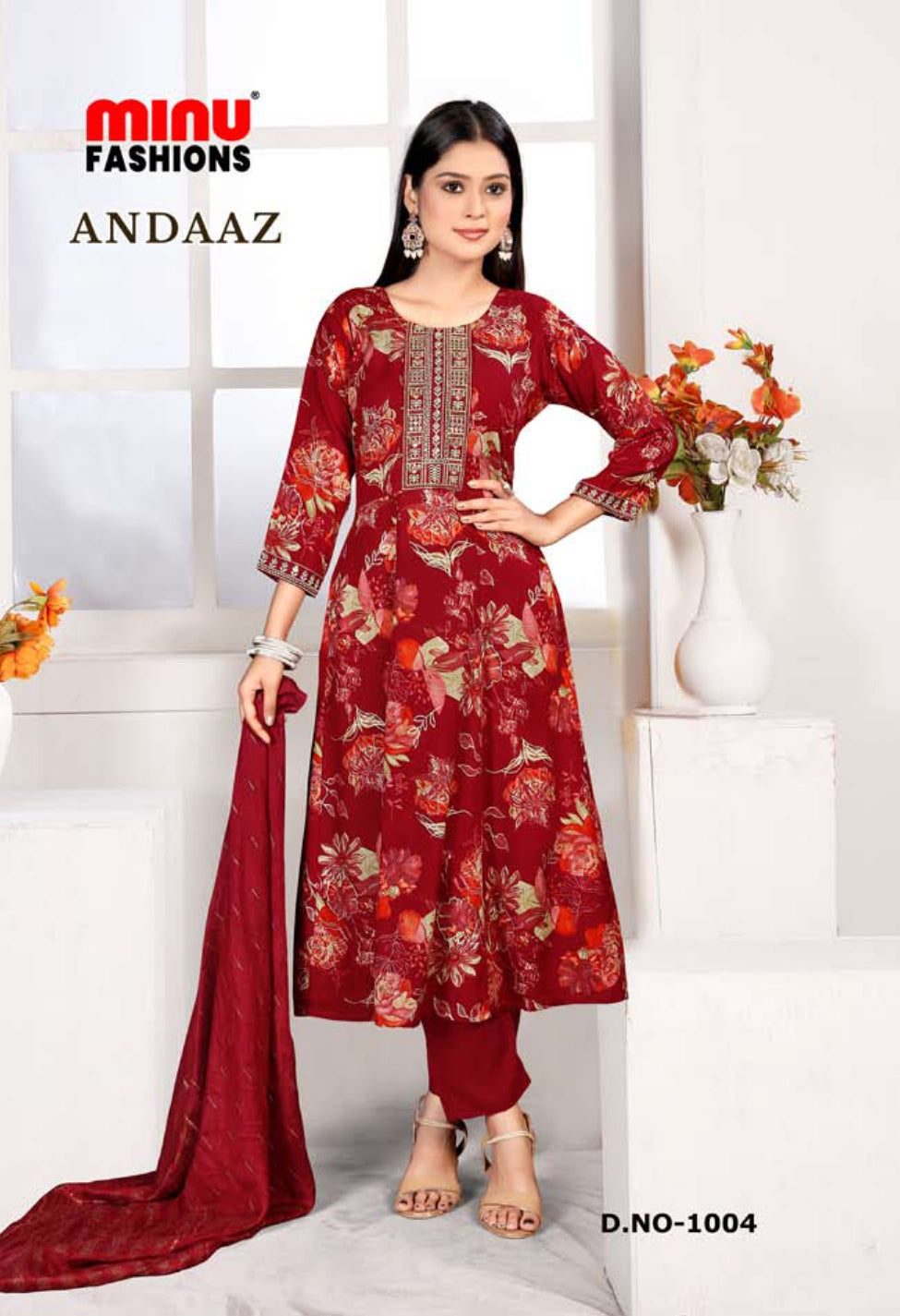 Printed Rayon Stitched Salwar Suit Andaaz - 8 Pcs Set