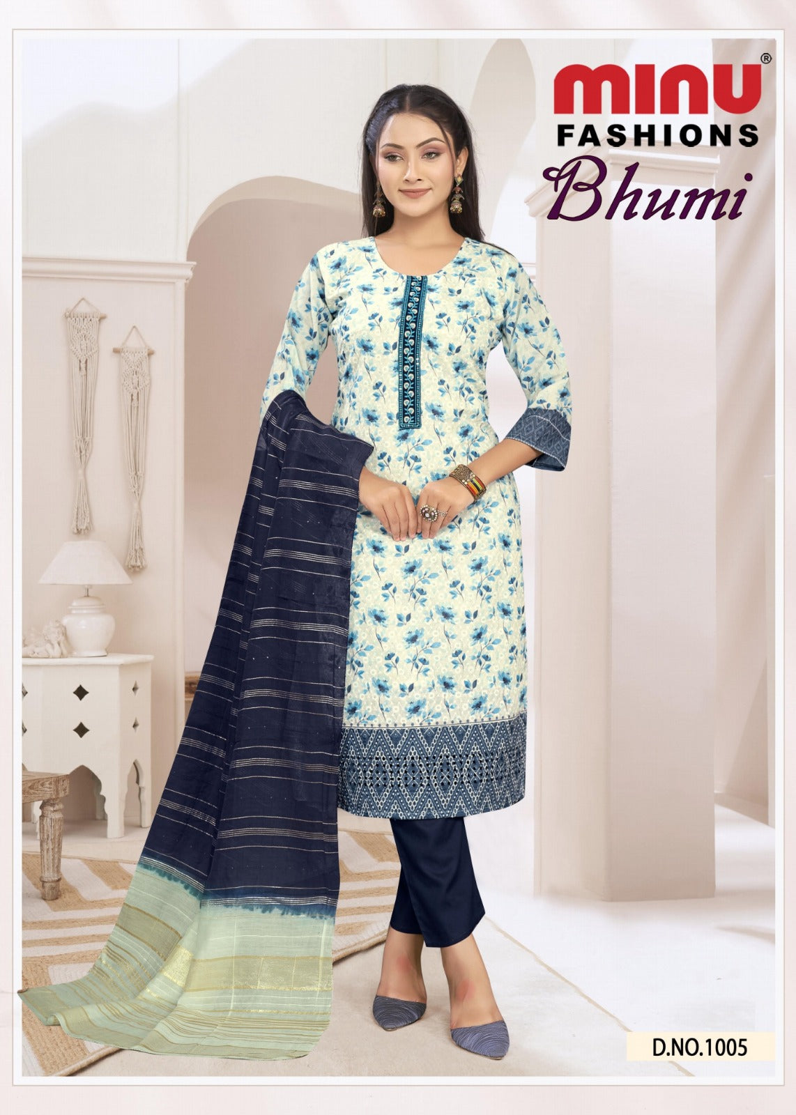 Printed Cotton Stitched Salwar Suit Bhumi (With Inner) - 8 Pcs Set