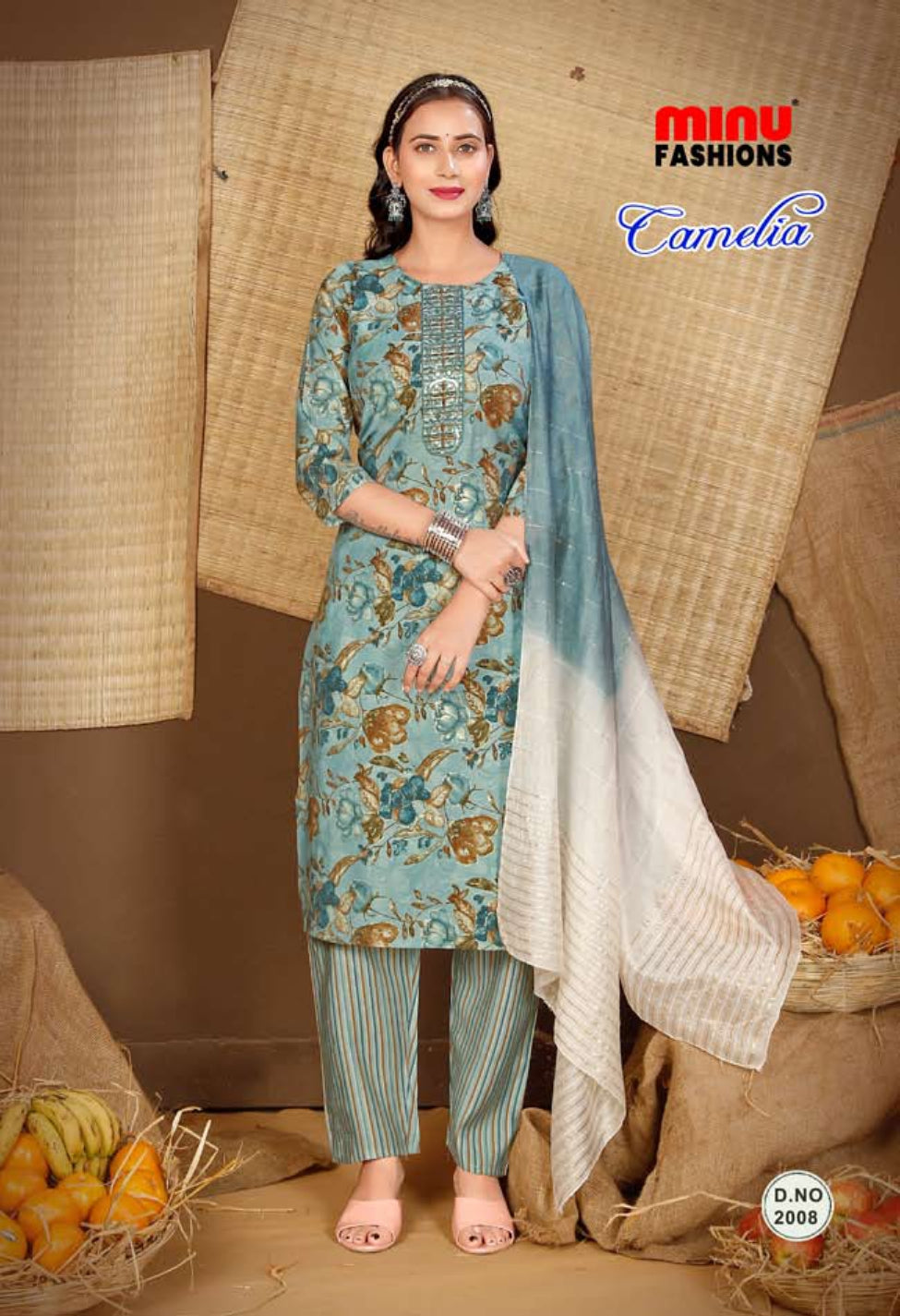 Printed Cotton Stitched Salwar Suit Camelia Vol-2 - 10 Pcs Set