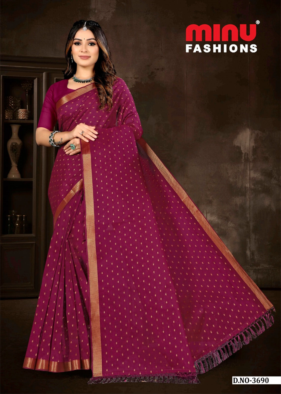 Embroidered Cotton Saree Hiramoti Vol-5 (Special Rate) - 8 Pcs Set