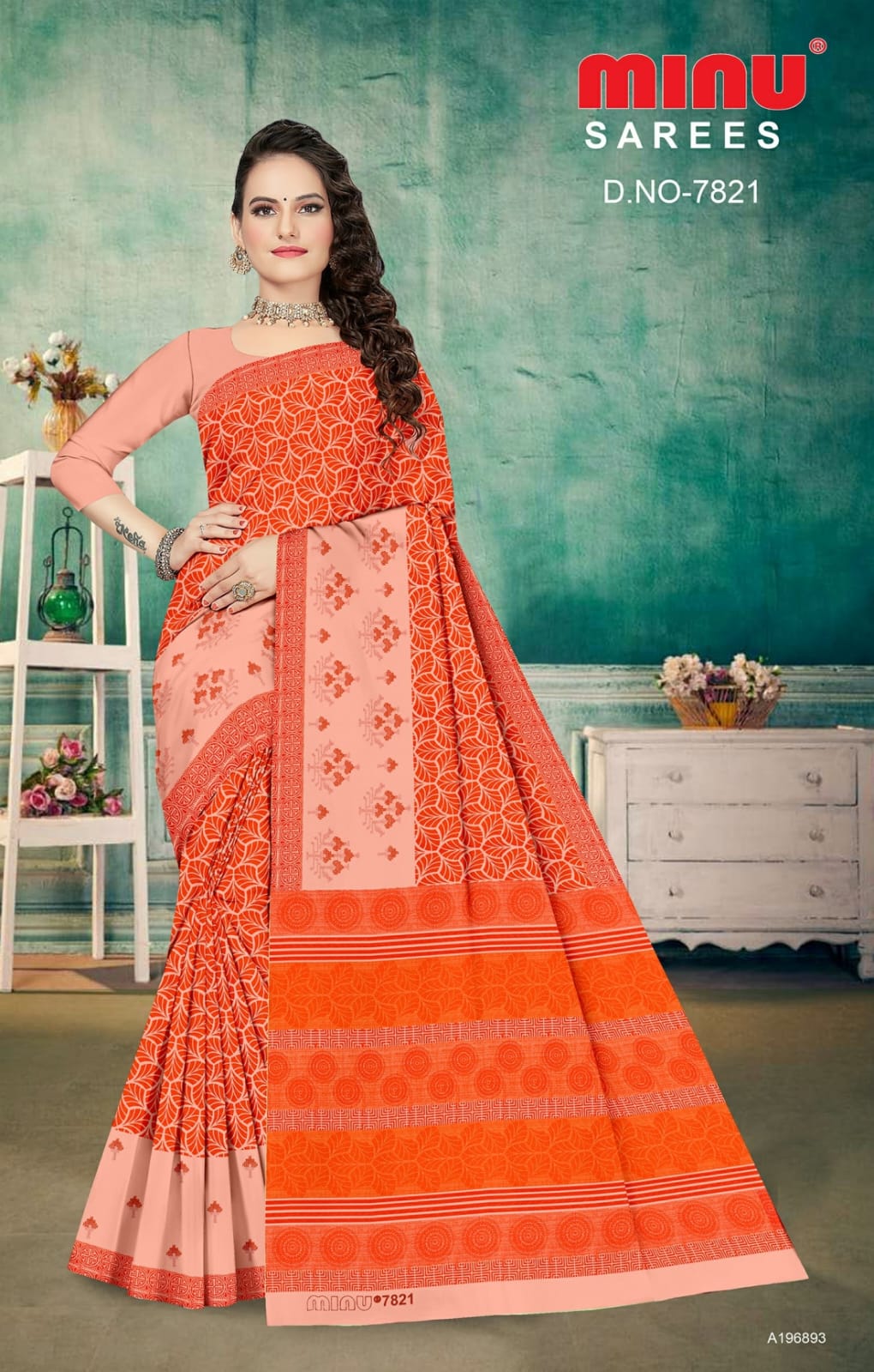 Embroidered Cotton Saree Jannat (Special Rate) - 8 Pcs Set