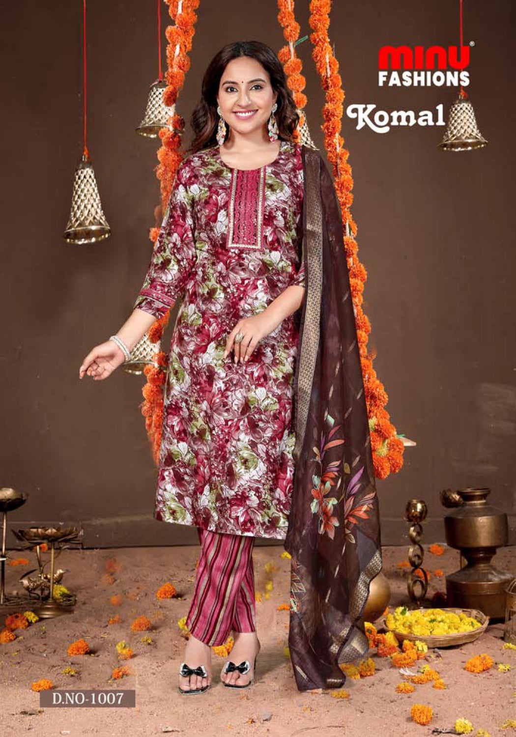 Printed Rayon Stitched Salwar Suit Komal - 8 Pcs Set