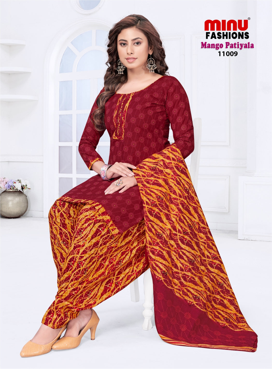 Printed Cotton Stitched Salwar Suit Mango Patiyala (Vol-11) - 10 Pcs Set