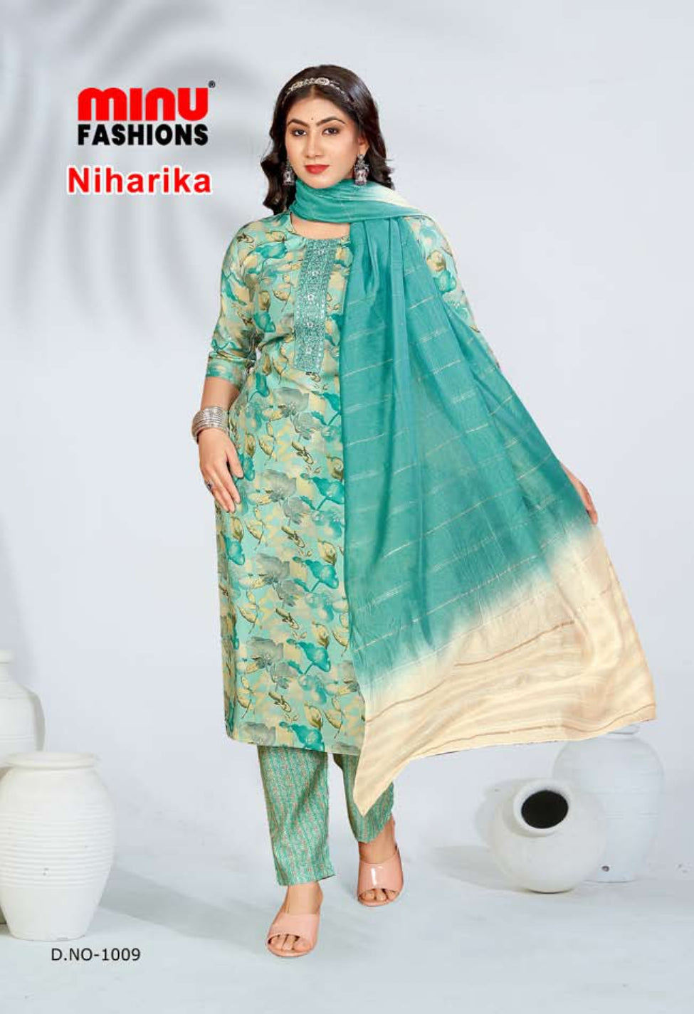 Printed Cotton Stitched Salwar Suit Niharika - 10 Pcs Set