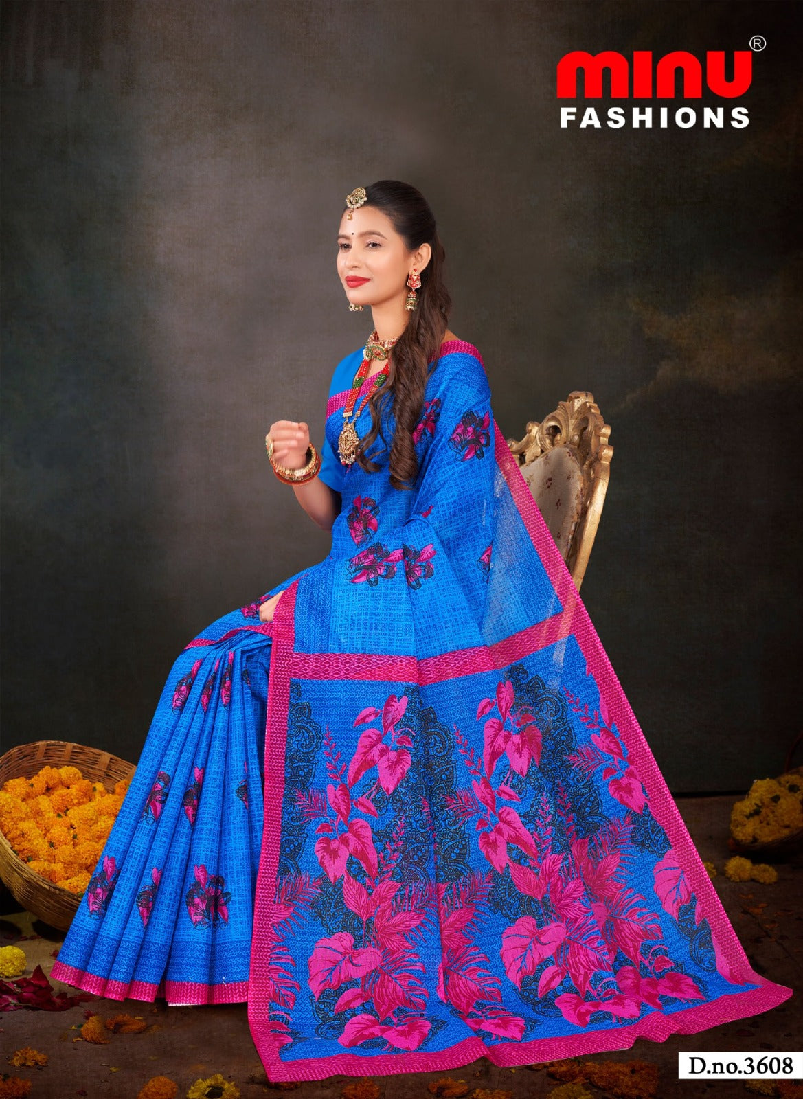 Printed Cotton Saree Nusrat (Vol-2) - 8 Pcs Set