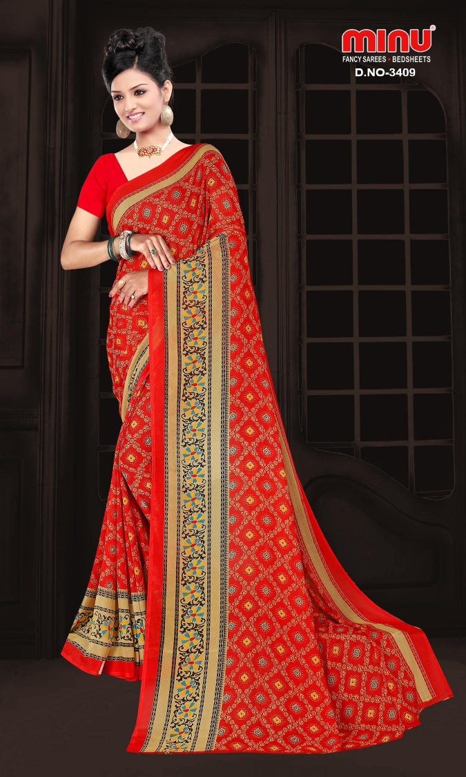 Fancy Saree Rainbow (BP) - 12 Pcs Set