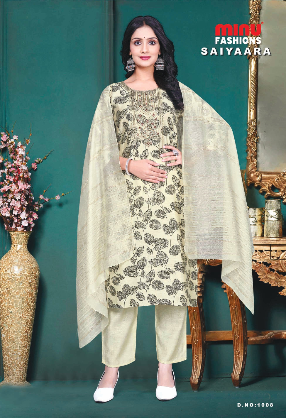 Printed Cotton Stitched Salwar Suit Saiyaara - 8 Pcs Set