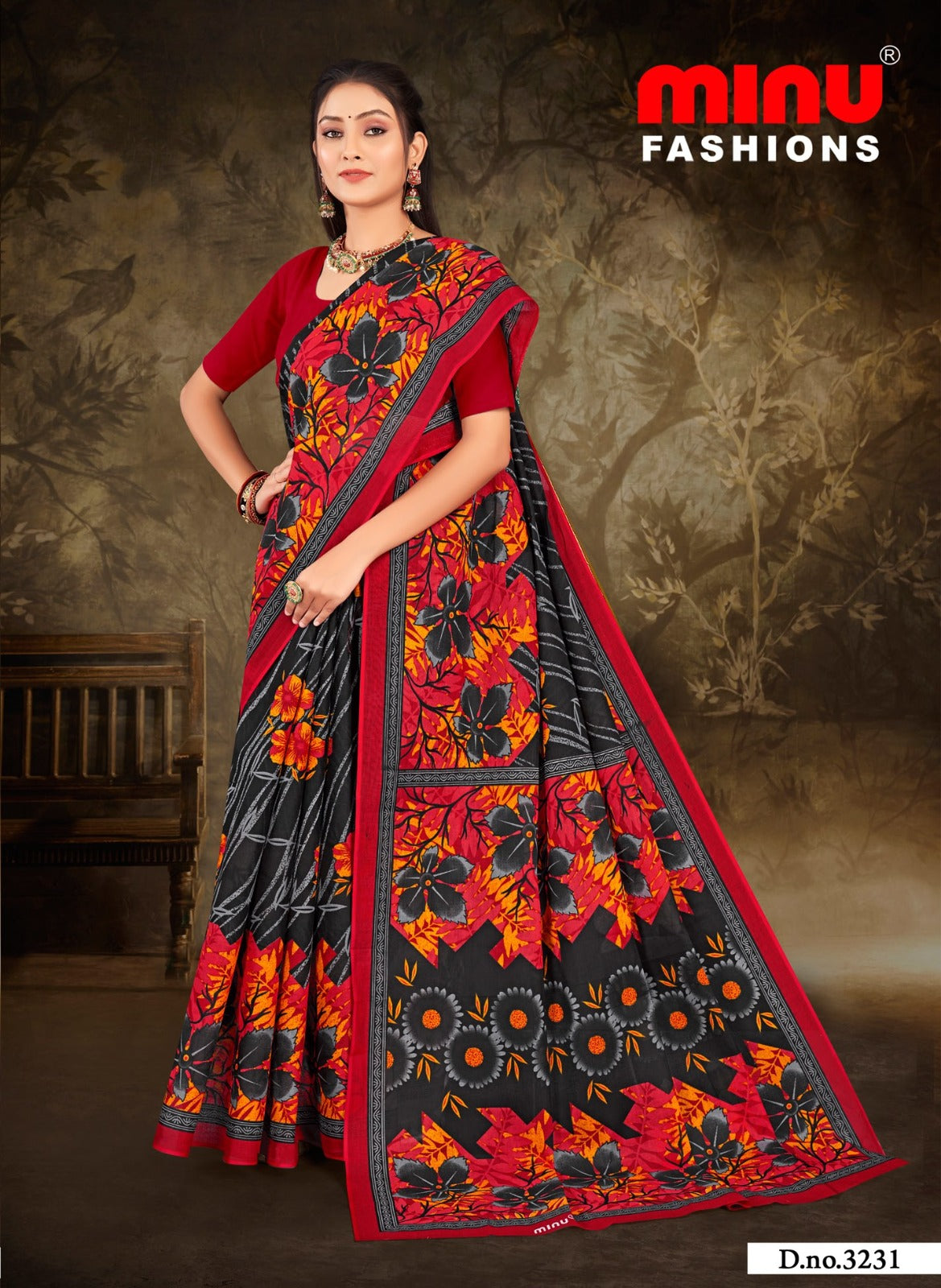 Printed Cotton Saree Kulfi - 10 Pcs Set