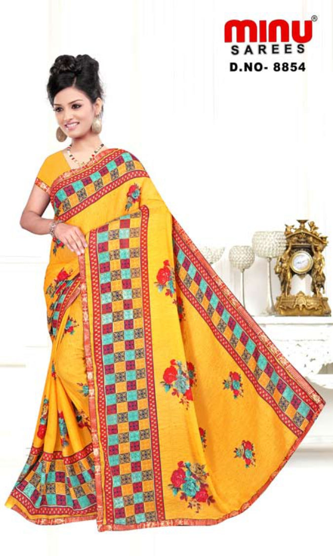 Fancy Saree Star Chiffon (BP) - 8 Pcs Set