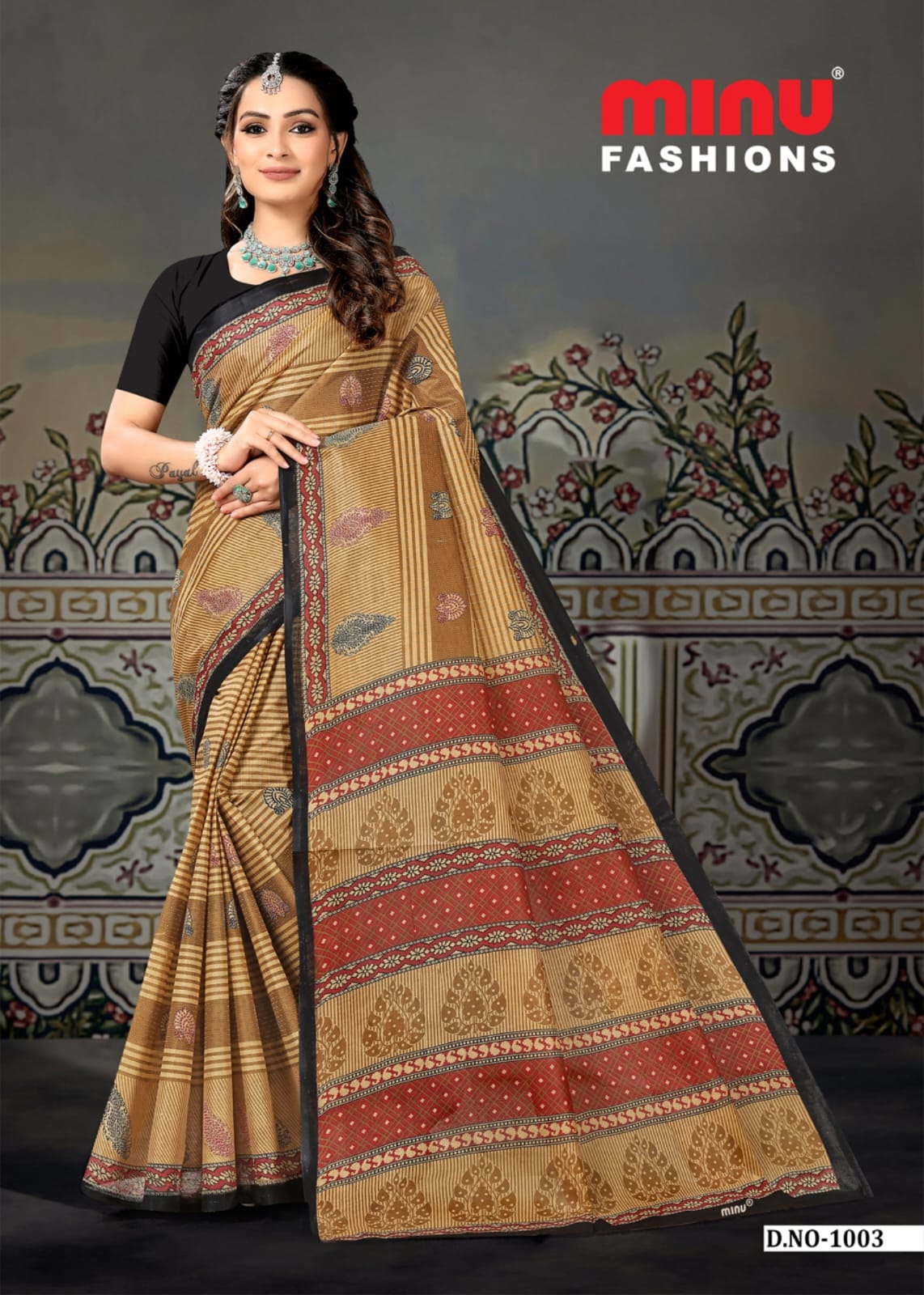 Saree Sunheri Cotton Chiku (Special Rate) - 10 Pcs Set