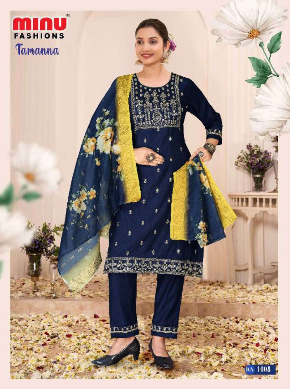 Embroidered Silk Stitched Salwar Suit Tamanna - 8 Pcs Set