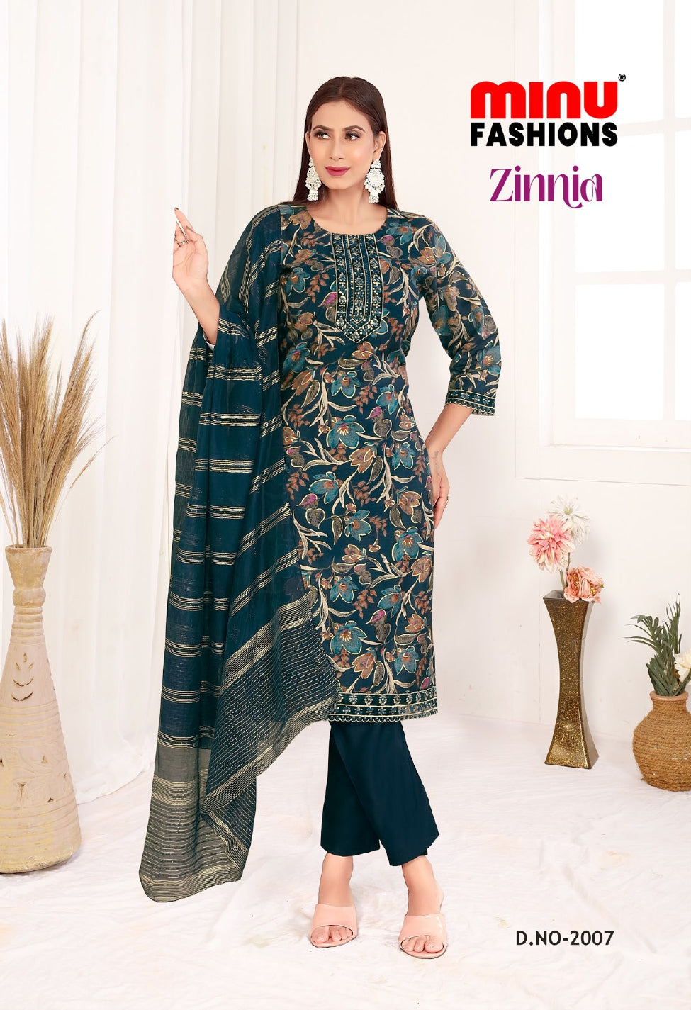 Printed Cotton Stitched Salwar Suit Zinnia (Vol-2) - 8 Pcs Set