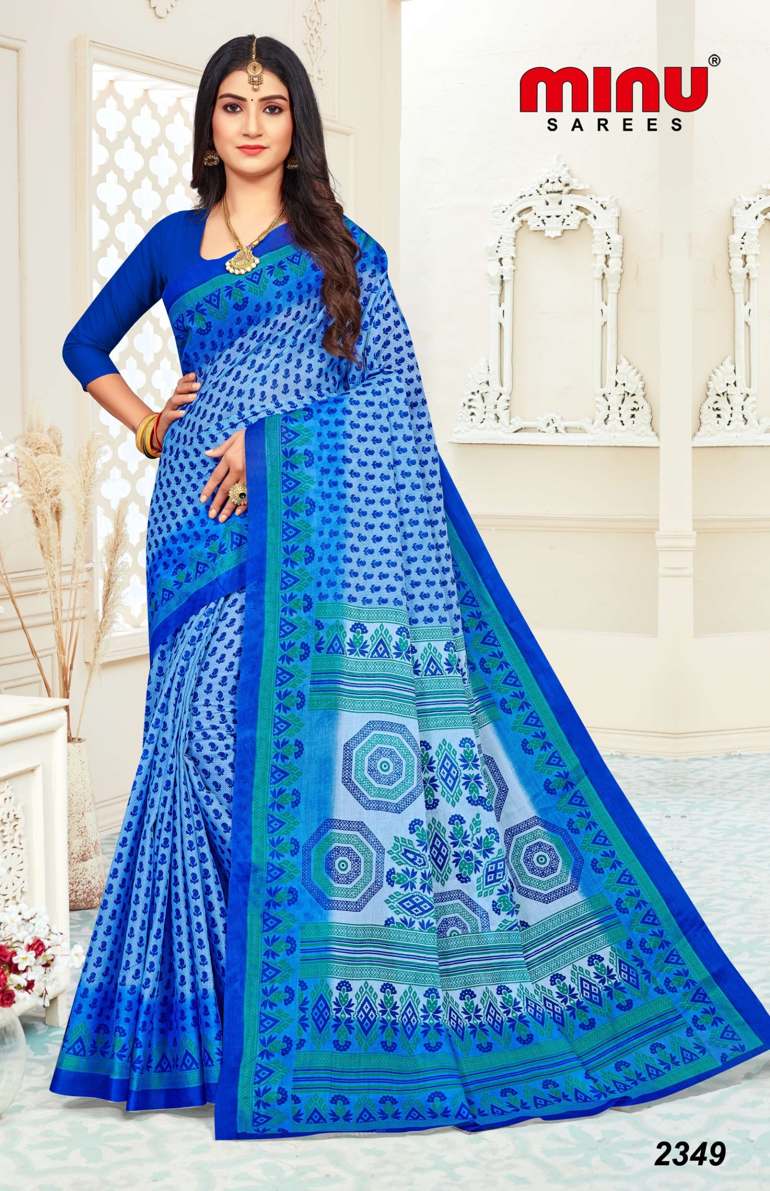 green Printed saree wholesale for women and girls