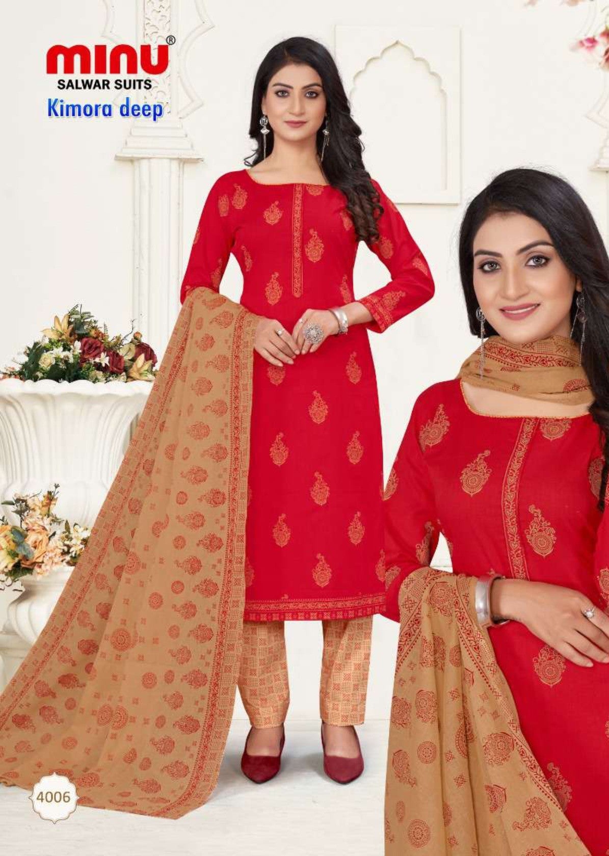 woman wearing red cotton suits wholesale