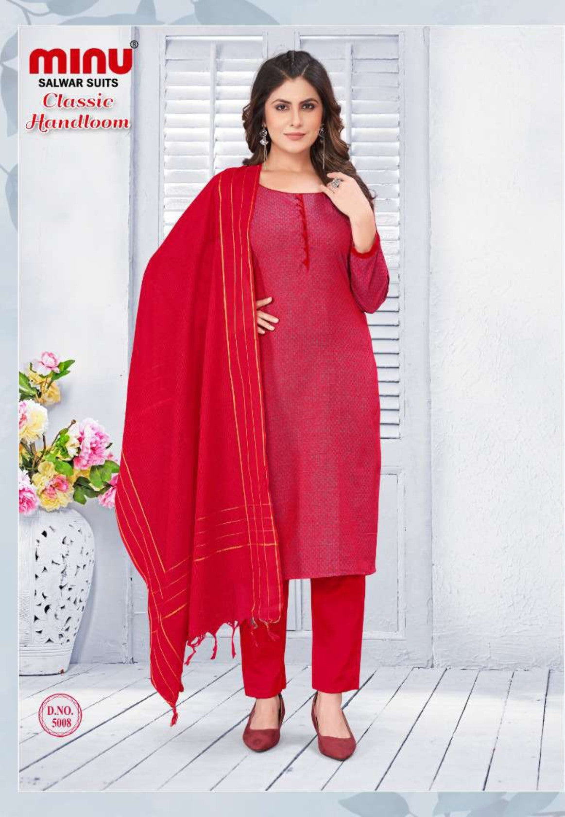Bold and classy red party wear unstitched dress material