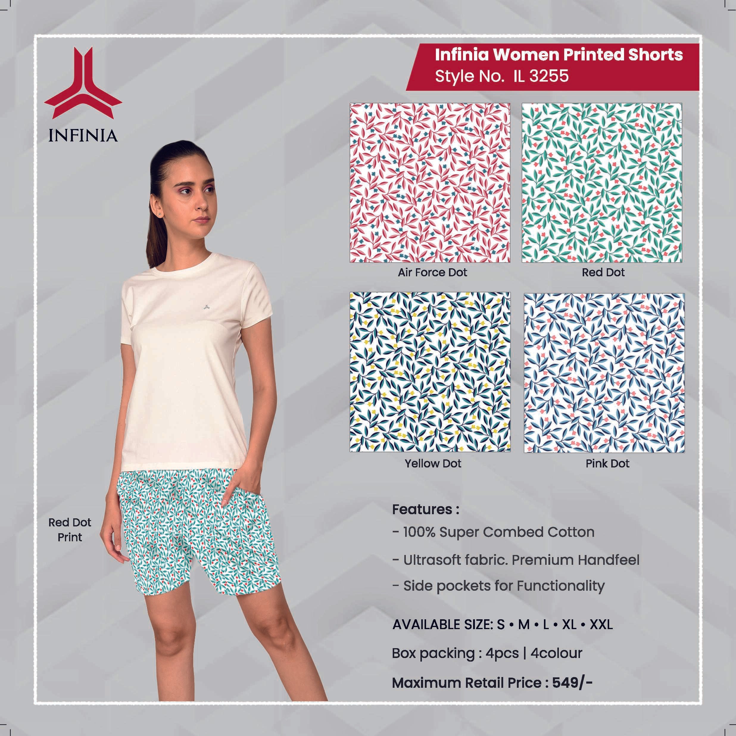 Women Printed Shorts Style No-3255 (4P)